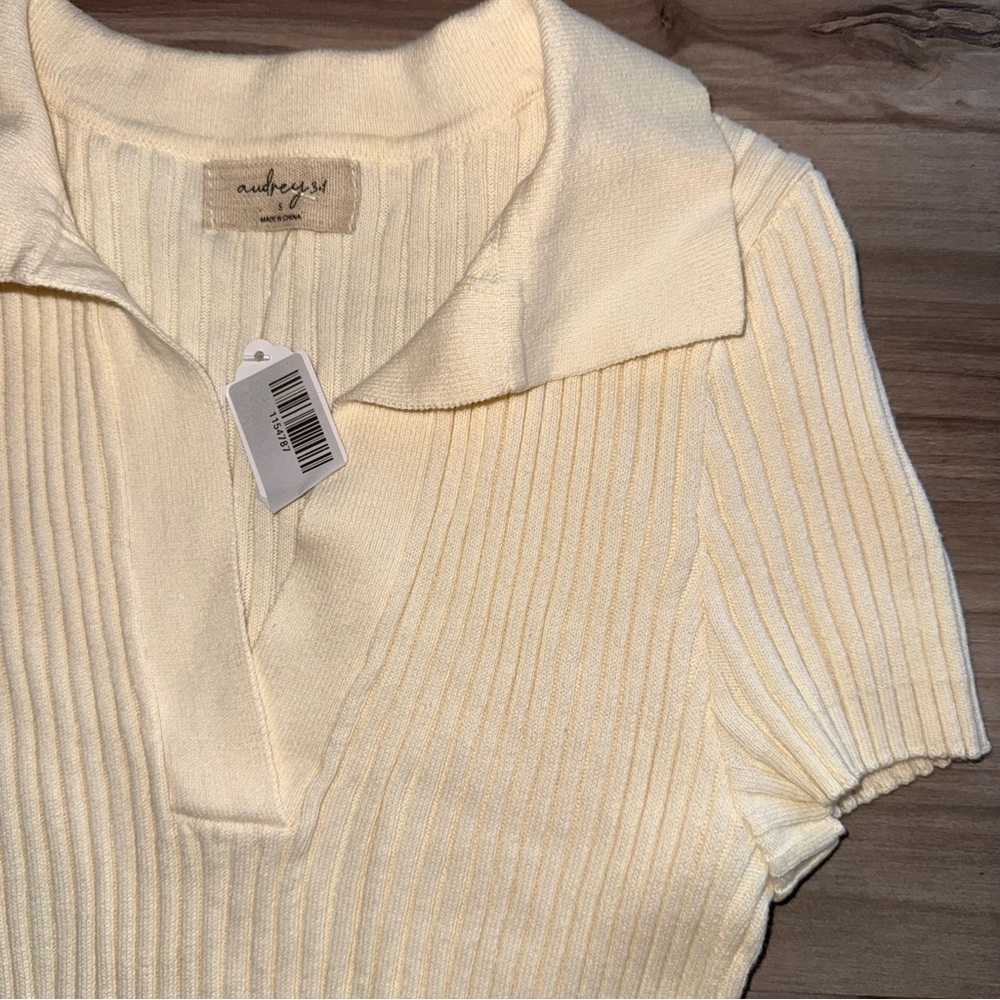Cream Ribbed Knit Dress - Picture 2 of 2